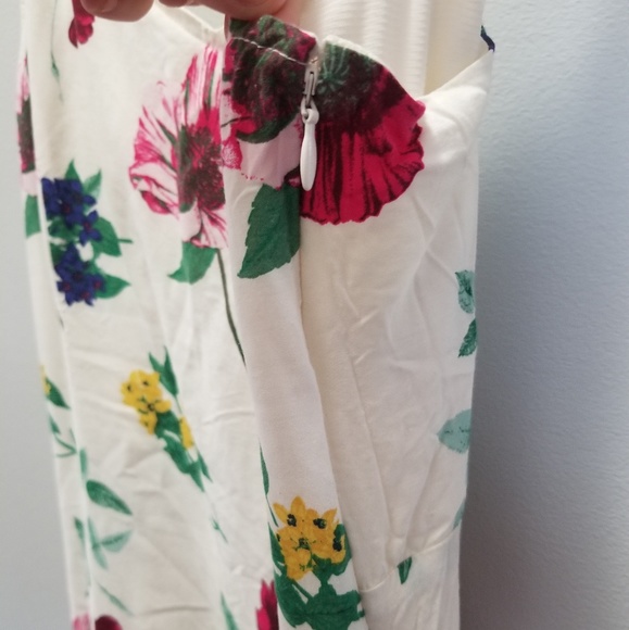 White Floral Midi Dress - Fully Lined - Picture 5 of 6